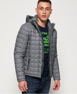 Superdry Hooded Box Quilt Fuji Férfi Kabát Szürke | GCRSQ5308